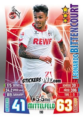Sticker Leonardo Bittencourt - German Fussball Bundesliga 2015-2016. Match Attax - Topps