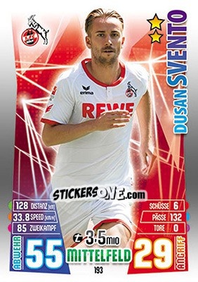 Sticker Dusan Svento - German Fussball Bundesliga 2015-2016. Match Attax - Topps
