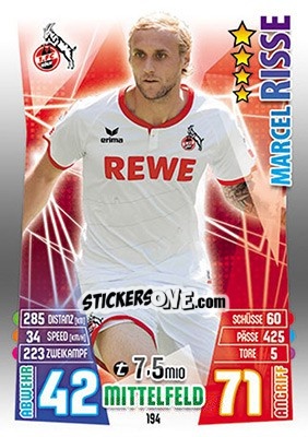 Sticker Marcel Risse - German Fussball Bundesliga 2015-2016. Match Attax - Topps