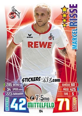 Cromo Marcel Risse - German Fussball Bundesliga 2015-2016. Match Attax - Topps