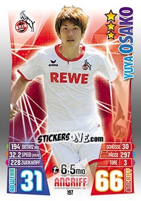Sticker Yuya Osako - German Fussball Bundesliga 2015-2016. Match Attax n. 197 - Topps