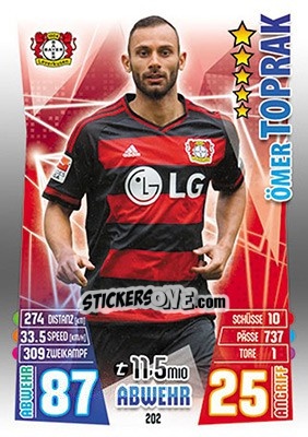 Cromo Ömer Toprak - German Fussball Bundesliga 2015-2016. Match Attax - Topps