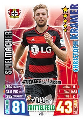 Sticker Christoph Kramer - German Fussball Bundesliga 2015-2016. Match Attax - Topps