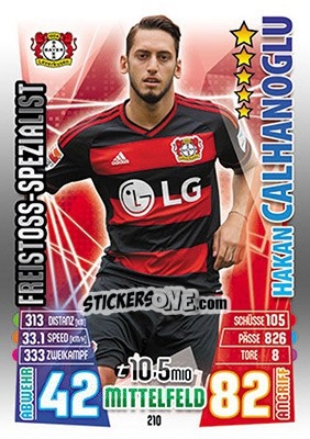 Cromo Hakan Çalhanoğlu - German Fussball Bundesliga 2015-2016. Match Attax - Topps