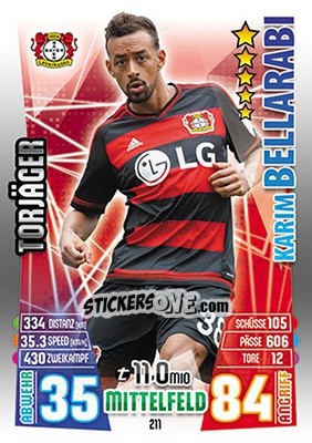 Figurina Karim Bellarabi - German Fussball Bundesliga 2015-2016. Match Attax - Topps