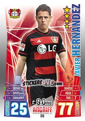 Sticker Javier Hernández - German Fussball Bundesliga 2015-2016. Match Attax - Topps