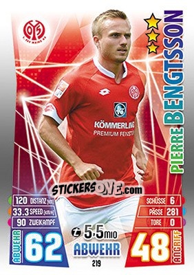 Cromo Pierre Bengtsson - German Fussball Bundesliga 2015-2016. Match Attax - Topps