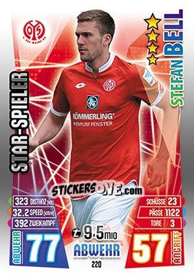 Sticker Stefan Bell - German Fussball Bundesliga 2015-2016. Match Attax - Topps