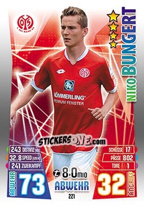 Figurina Niko Bungert - German Fussball Bundesliga 2015-2016. Match Attax - Topps