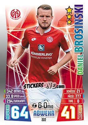 Figurina Daniel Brosinski - German Fussball Bundesliga 2015-2016. Match Attax - Topps