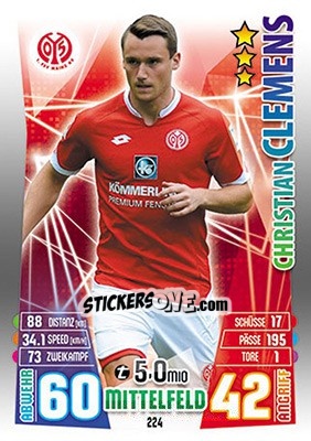 Figurina Christian Clemens - German Fussball Bundesliga 2015-2016. Match Attax - Topps