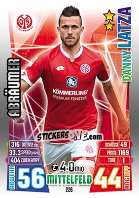 Sticker Danny Latza - German Fussball Bundesliga 2015-2016. Match Attax - Topps