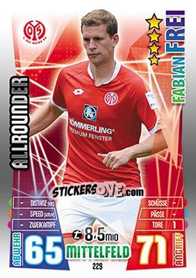 Sticker Fabian Frei - German Fussball Bundesliga 2015-2016. Match Attax - Topps