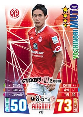 Sticker Yoshinori Mutō - German Fussball Bundesliga 2015-2016. Match Attax - Topps