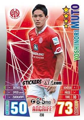 Cromo Yoshinori Mutō - German Fussball Bundesliga 2015-2016. Match Attax - Topps