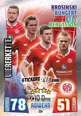 Figurina Daniel Brosinski / Niko Bungert / Stefan Bell / Pierre Bengtsson - German Fussball Bundesliga 2015-2016. Match Attax - Topps