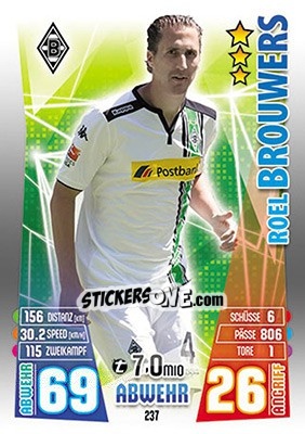 Sticker Roel Brouwers - German Fussball Bundesliga 2015-2016. Match Attax - Topps