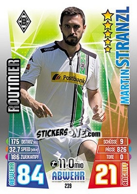 Sticker Martin Stranzl - German Fussball Bundesliga 2015-2016. Match Attax - Topps
