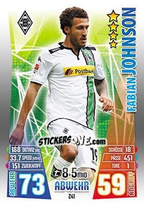 Sticker Fabian Johnson - German Fussball Bundesliga 2015-2016. Match Attax - Topps
