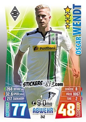 Figurina Oscar Wendt - German Fussball Bundesliga 2015-2016. Match Attax - Topps