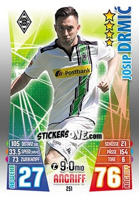 Sticker Josip Drmic - German Fussball Bundesliga 2015-2016. Match Attax - Topps