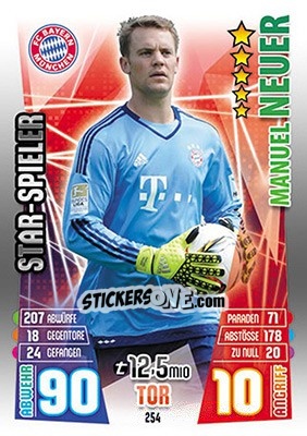 Sticker Manuel Neuer - German Fussball Bundesliga 2015-2016. Match Attax n. 254 - Topps