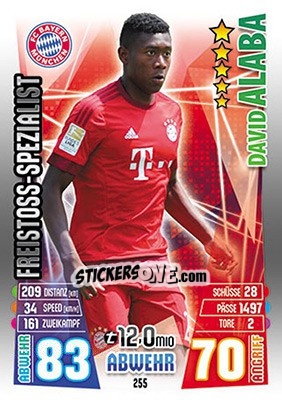 Figurina David Alaba - German Fussball Bundesliga 2015-2016. Match Attax - Topps