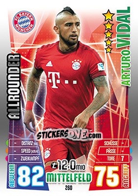 Cromo Arturo Vidal - German Fussball Bundesliga 2015-2016. Match Attax - Topps