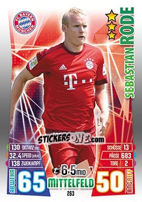 Cromo Sebastian Rode - German Fussball Bundesliga 2015-2016. Match Attax - Topps