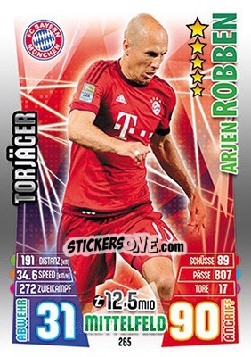 Sticker Arjen Robben - German Fussball Bundesliga 2015-2016. Match Attax - Topps