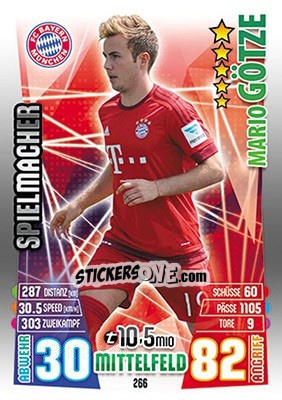 Sticker Mario Götze - German Fussball Bundesliga 2015-2016. Match Attax - Topps