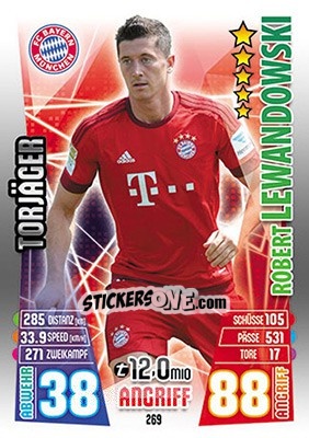 Cromo Robert Lewandowski - German Fussball Bundesliga 2015-2016. Match Attax - Topps