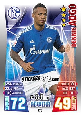 Sticker Dennis Aogo - German Fussball Bundesliga 2015-2016. Match Attax - Topps