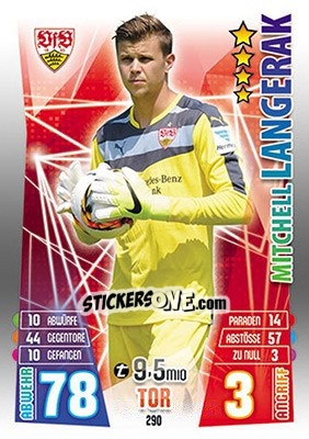 Sticker Mitchell Langerak - German Fussball Bundesliga 2015-2016. Match Attax - Topps