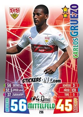 Sticker Carlos Gruezo - German Fussball Bundesliga 2015-2016. Match Attax - Topps