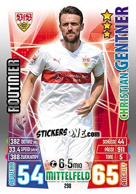 Sticker Christian Gentner - German Fussball Bundesliga 2015-2016. Match Attax - Topps