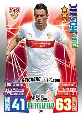 Figurina Filip Kostic - German Fussball Bundesliga 2015-2016. Match Attax - Topps