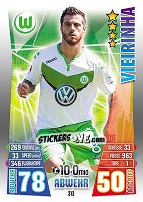 Sticker Vieirinha - German Fussball Bundesliga 2015-2016. Match Attax - Topps