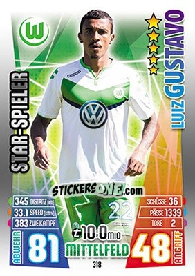 Sticker Luiz Gustavo - German Fussball Bundesliga 2015-2016. Match Attax - Topps