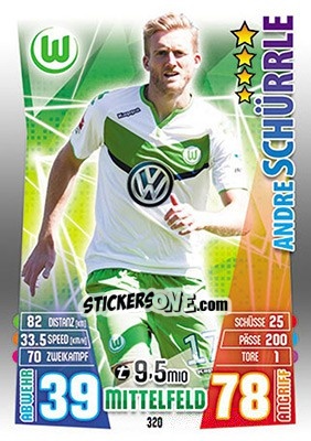 Sticker André Schürrle - German Fussball Bundesliga 2015-2016. Match Attax n. 320 - Topps