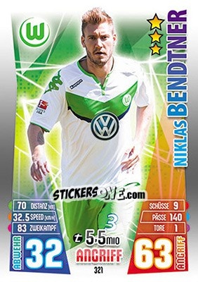 Sticker Nicklas Bendtner - German Fussball Bundesliga 2015-2016. Match Attax - Topps