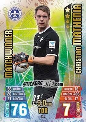 Figurina Christian Mathenia - German Fussball Bundesliga 2015-2016. Match Attax - Topps