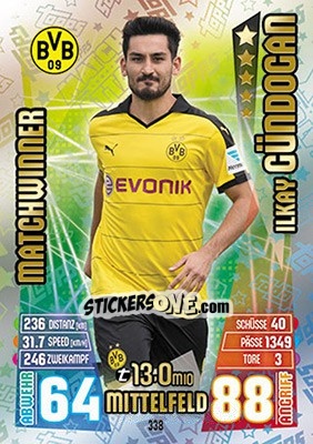 Cromo Ilkay Gündoğan - German Fussball Bundesliga 2015-2016. Match Attax - Topps