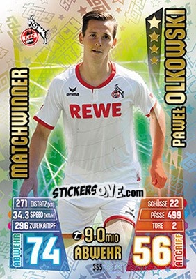 Sticker Pawel Olkowski - German Fussball Bundesliga 2015-2016. Match Attax - Topps