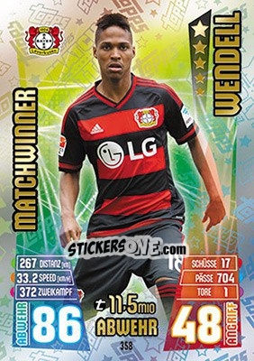 Sticker Wendell - German Fussball Bundesliga 2015-2016. Match Attax - Topps