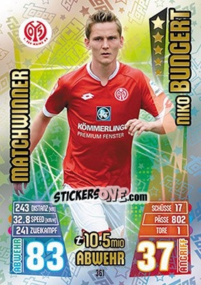 Figurina Niko Bungert - German Fussball Bundesliga 2015-2016. Match Attax - Topps