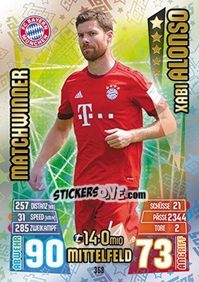 Sticker Xabi Alonso - German Fussball Bundesliga 2015-2016. Match Attax - Topps