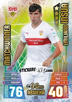 Sticker Emiliano Insua - German Fussball Bundesliga 2015-2016. Match Attax - Topps