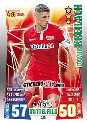 Sticker Damir Kreilach - German Fussball Bundesliga 2015-2016. Match Attax - Topps