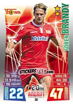 Sticker Sören Brandy - German Fussball Bundesliga 2015-2016. Match Attax - Topps